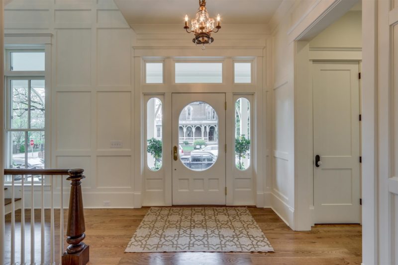 Inside front entry hall of modern farmhouse