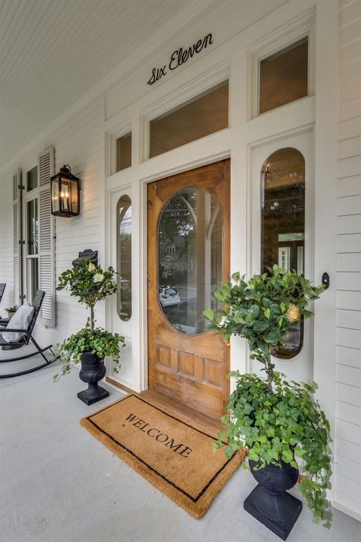 Front door of modern farmhouse in Franklin, Tennessee