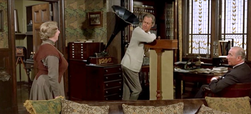 Screenshot of Rex Harrison and Victrola speaker in My Fair Lady movie