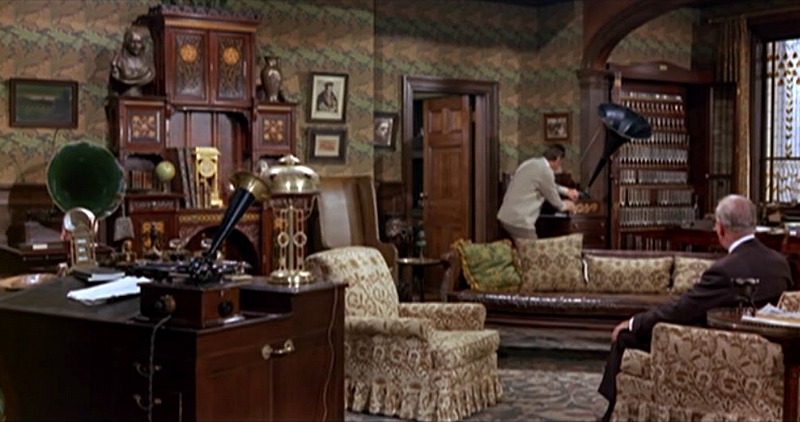 Screenshot of library set in My Fair Lady movie