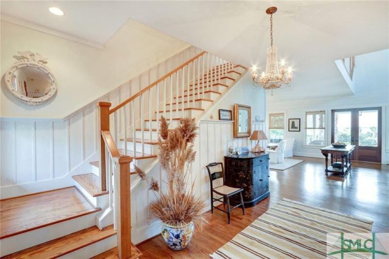 Staircase in Sandra Bullock\'s Tybee beach house