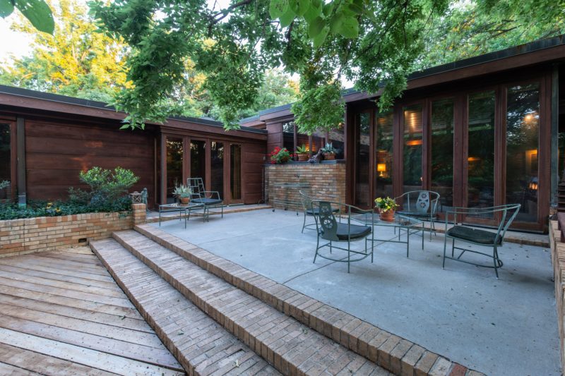 Back patio outside Frank Lloyd Wright Sondern-Adler House 