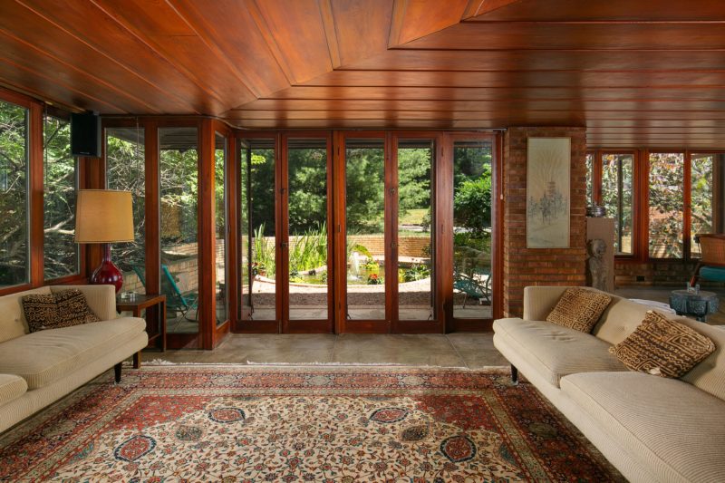 Living room glass doors and windows