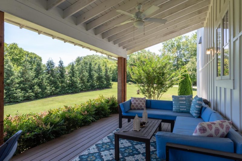 Back porch with furniture