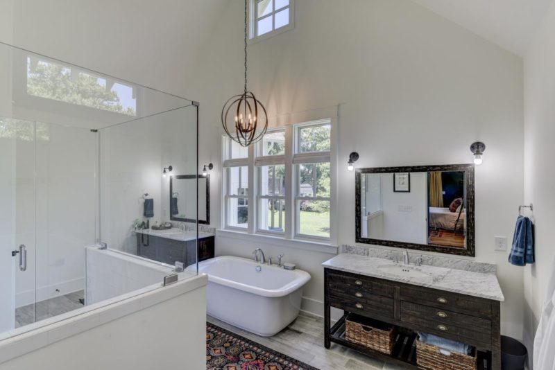 Bathroom with freestanding tub