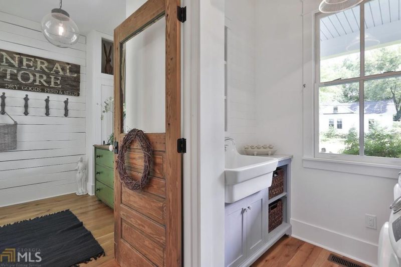 Old wood door leading to mudroom