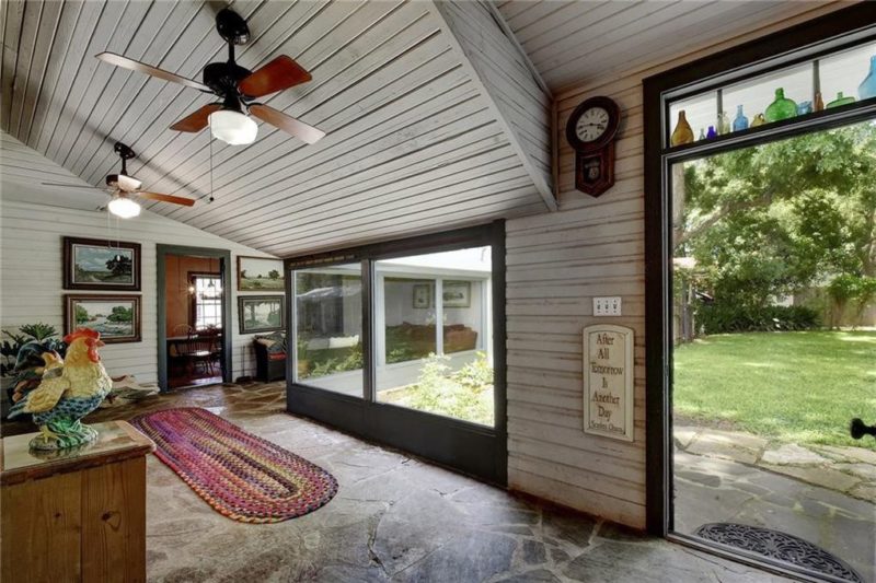 Walkway with flagstone floor