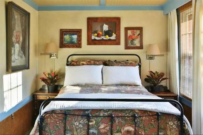 Bed with iron headboard and footboard