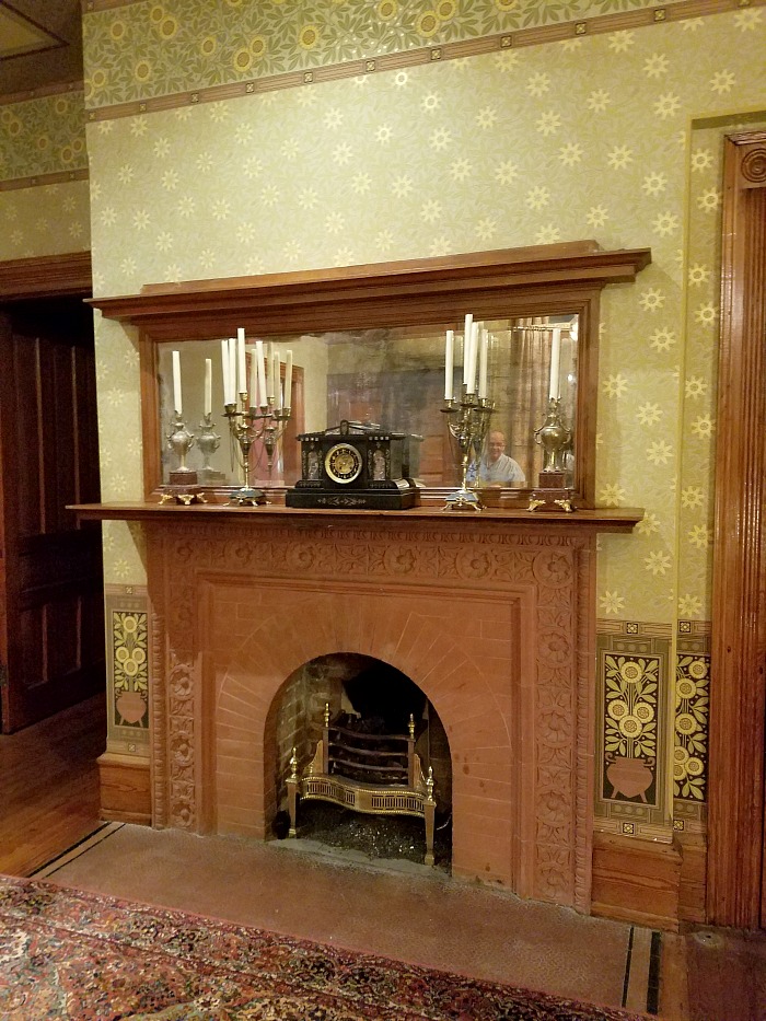 Original vintage fireplace in historic inn