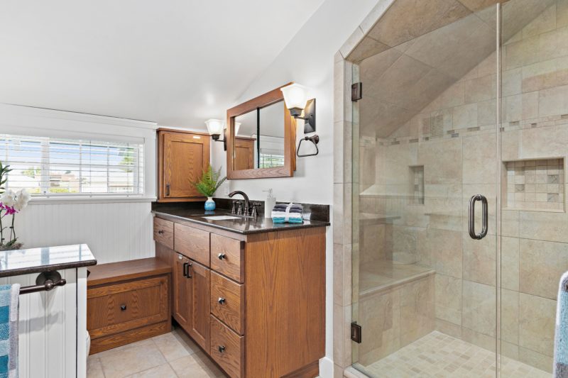 Master bathroom sink and shower