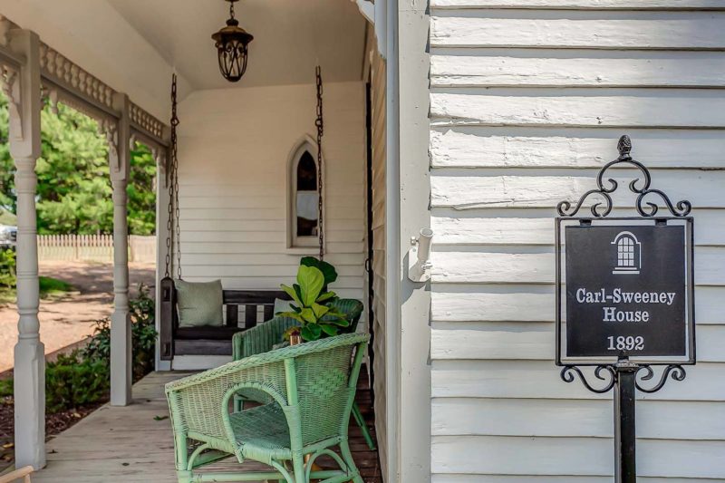 front porch with swing