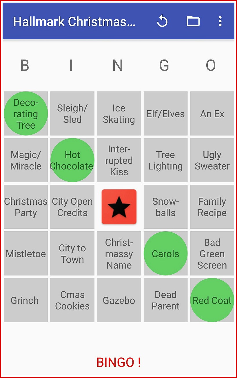 Lifetime Christmas Movie Bingo