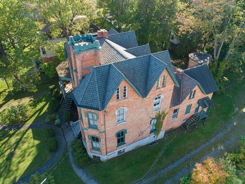 Aerial view of James Seymour Mansion in Auburn, New York