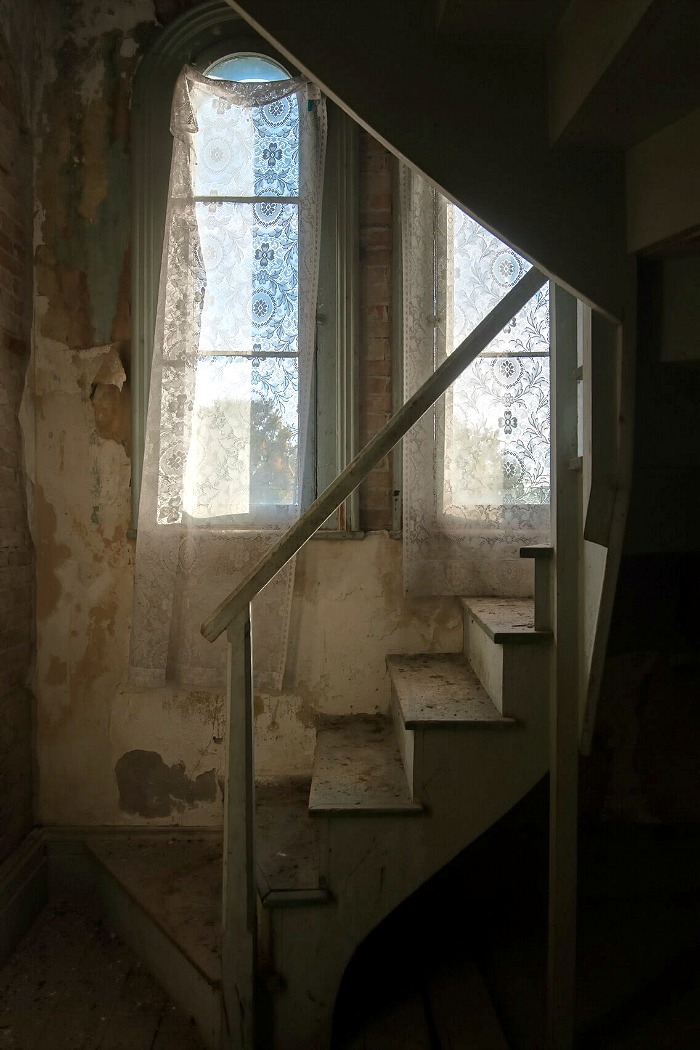 Staircase leading to top floor of Seymour Mansion