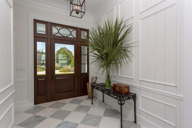 Inside front door and entry hall of beach house