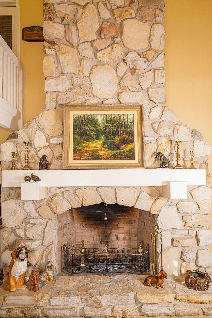 Doris Day's House in Carmel Stone Fireplace