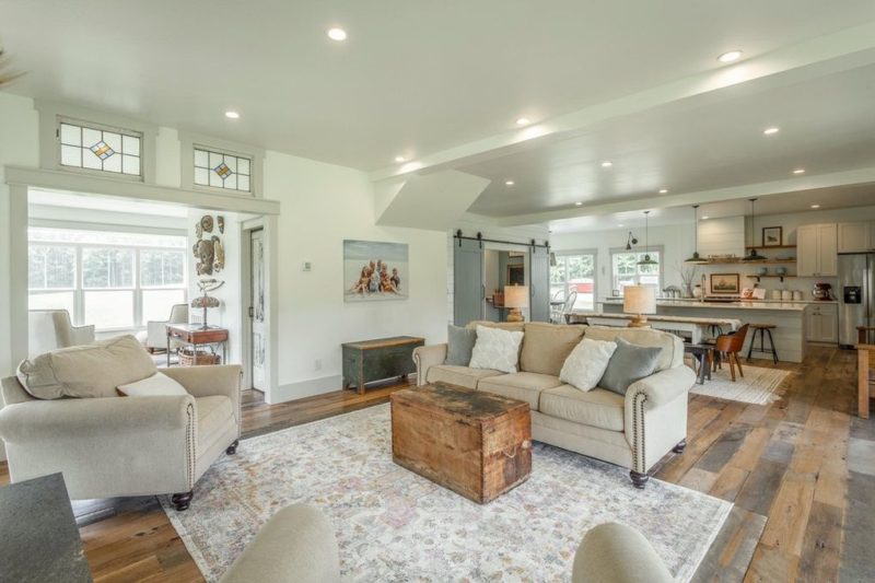 family room in farmhouse