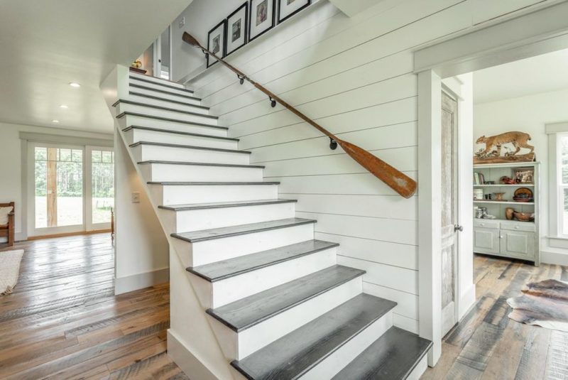 open staircase in modern farmhouse