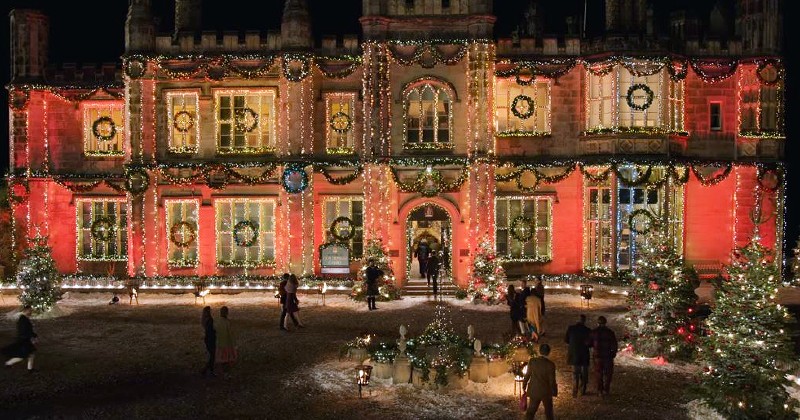 Dun Dunbar Castle in Christmas Lights