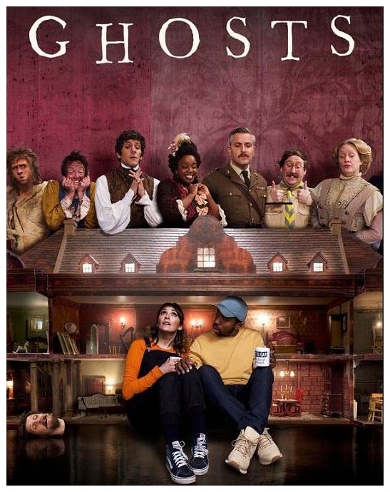 Ghosts UK sitcom poster with dollhouse