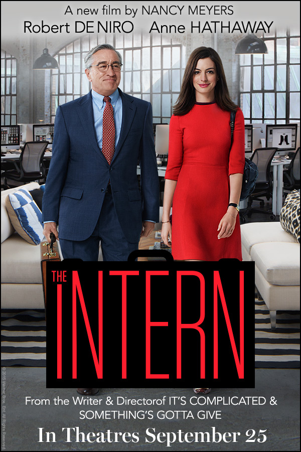 Robert DeNiro and Anne Hathaway in movie poster for The Intern